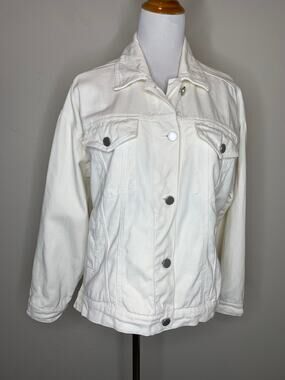 Blank NYC Cream Jean Jacket Side Slits Sz XS Boho Indie Western